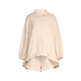 thumbnail image 5 of Purcolt Women 2 Piece Matching Set Dressy Casual Stripes Collared Long Sleeve Button Down Shirts Wide Leg Shorts Loose Fit Work Office Outfits with Ruffled Trim, 5 of 8