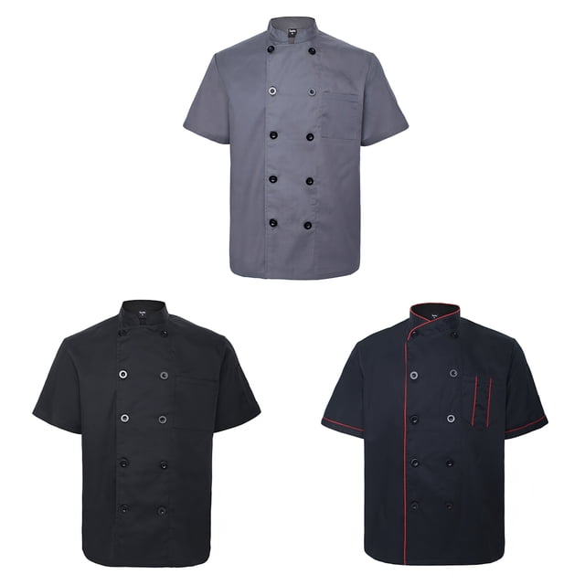 TOPTIE 3 Pack Men & Women Short Sleeve Chef Coat Jacket-set1-M
