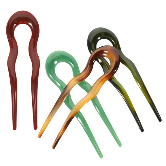 LABELEPH Bun Pins Assorted Color Styling Hair Accessories 4Pcs 5.1X1.4X0.2In