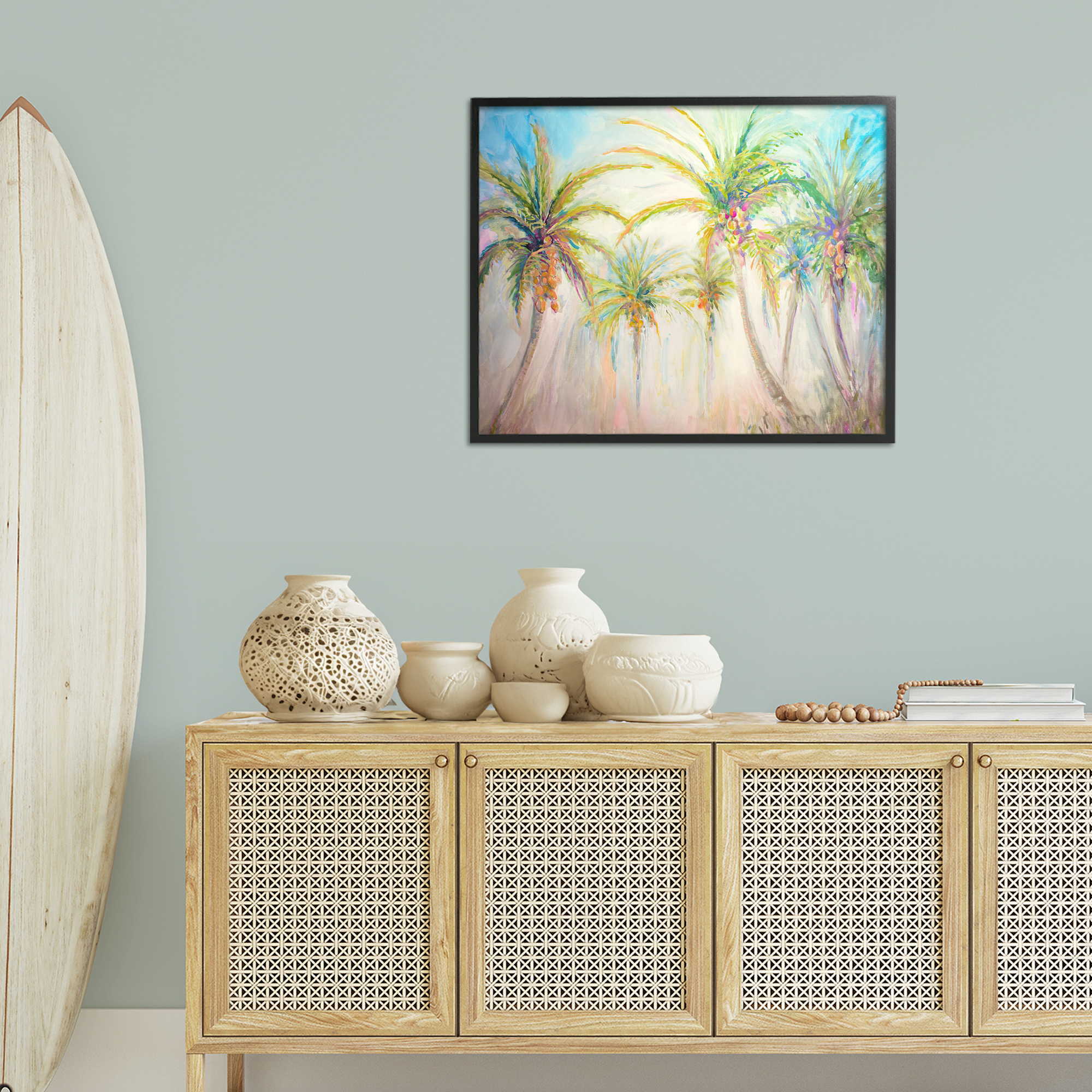 Stupell Industries Swaying Palms Abstract Botanical & Floral Painting Black Framed Art Print Wall Art, 30 x 24