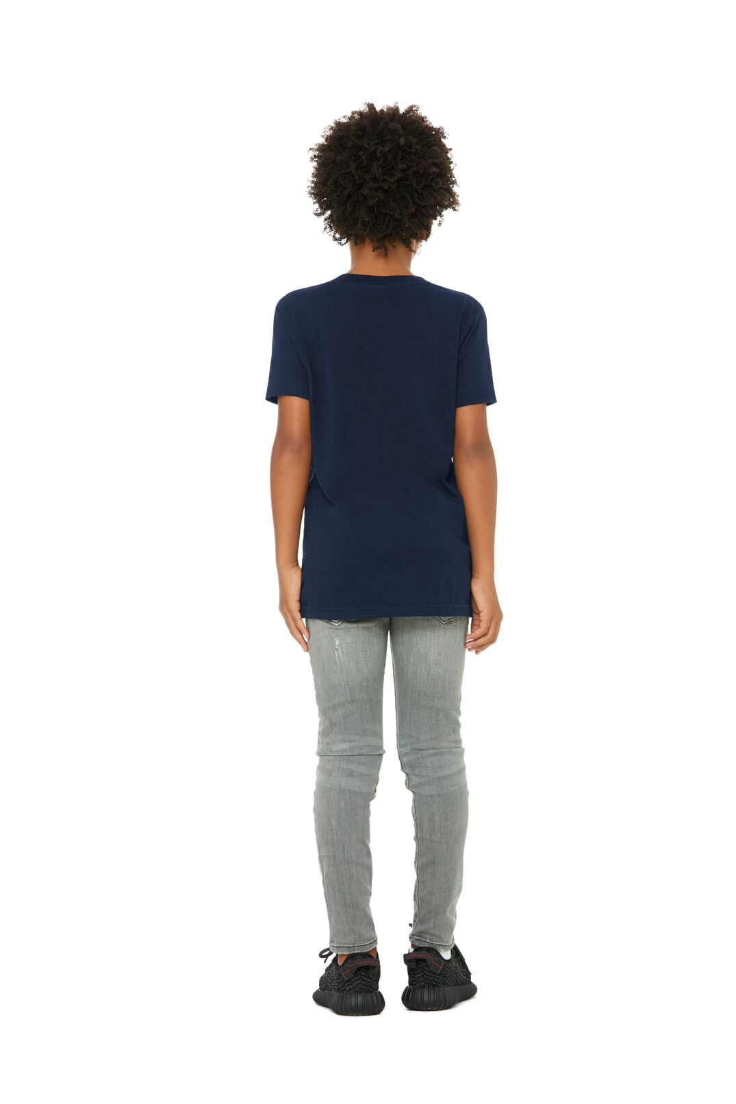 BELLA+CANVAS Youth Short Sleeve Personalized T-Shirt, Create Your Own Designs, Navy, Youth Medium, Unisex