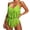 Green, variant on Women's Flowy Fringe Trim Swimsuit - Spaghetti Strap One Piece Bikini Tummy Control Full Coverage Bathing Suit for Beach,Vacation Outfit(Blue/M)