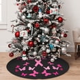 thumbnail image 4 of KLL 36" Christmas Tree Skirt Breast Cancer Xmas Tree Skirts Mat for New Year Xmas Holiday Party Indoor Outdoor Home Decoration, 4 of 5