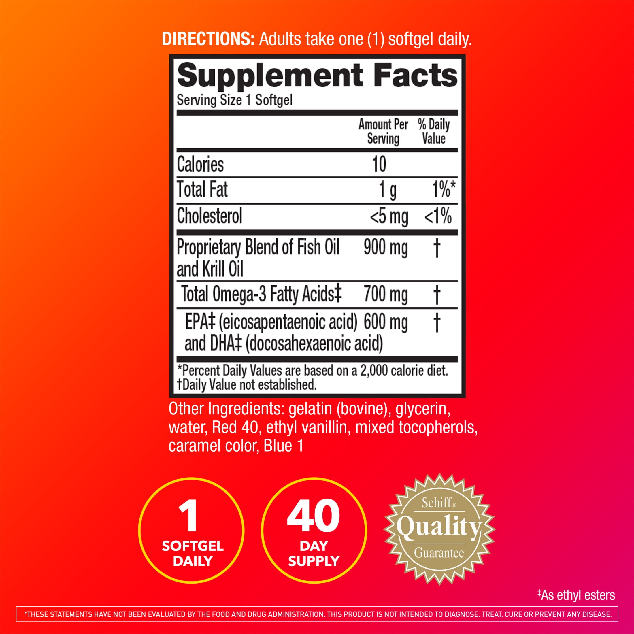 MegaRed Advanced 4in1 900mg Omega-3 Fish Krill Oil Supplements, Heart Brain Eyes Joints Health, 40 Softgels