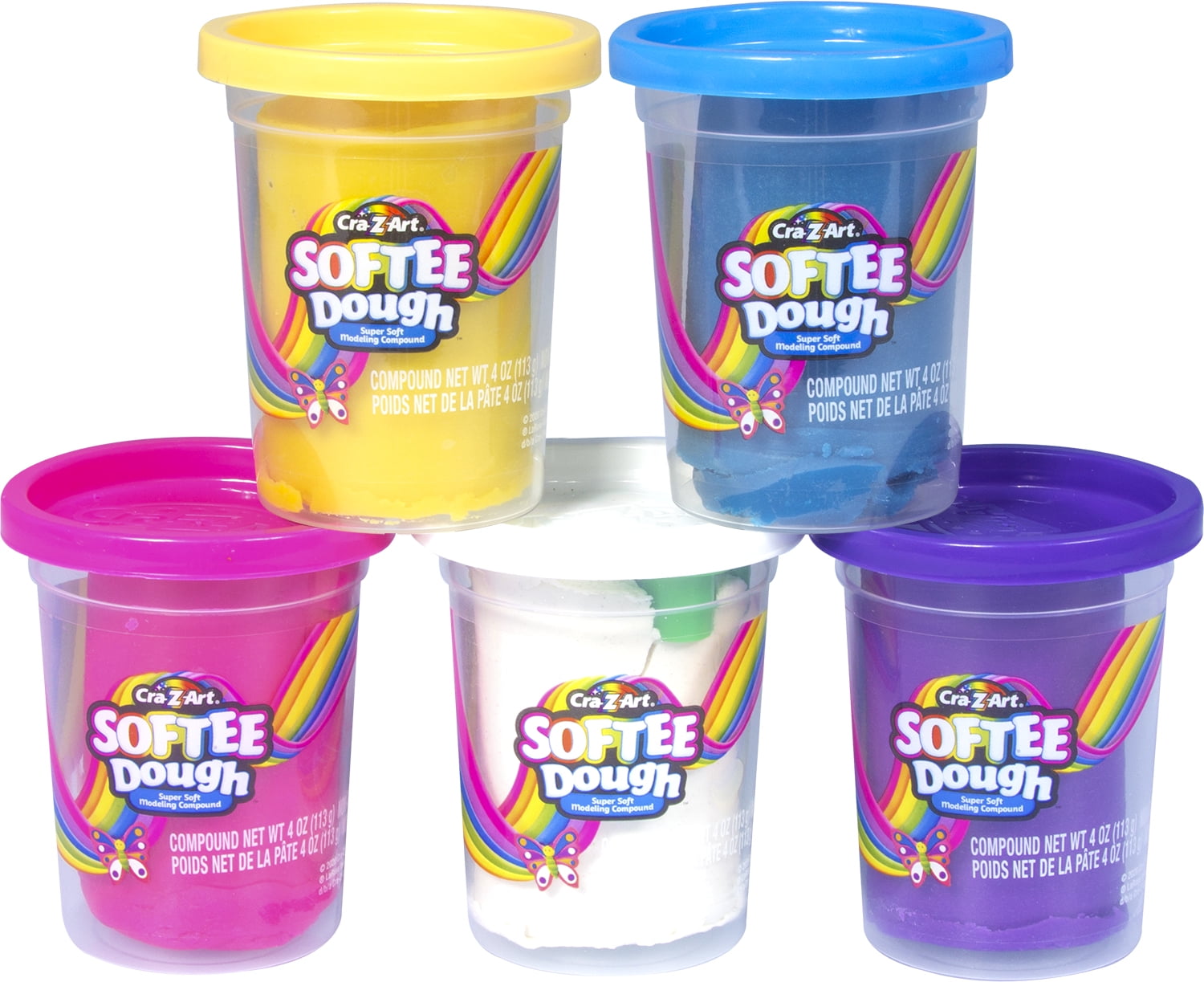 CraZArt Softee Dough 5 Count Bright Colored Modeling Dough 3oz Cans