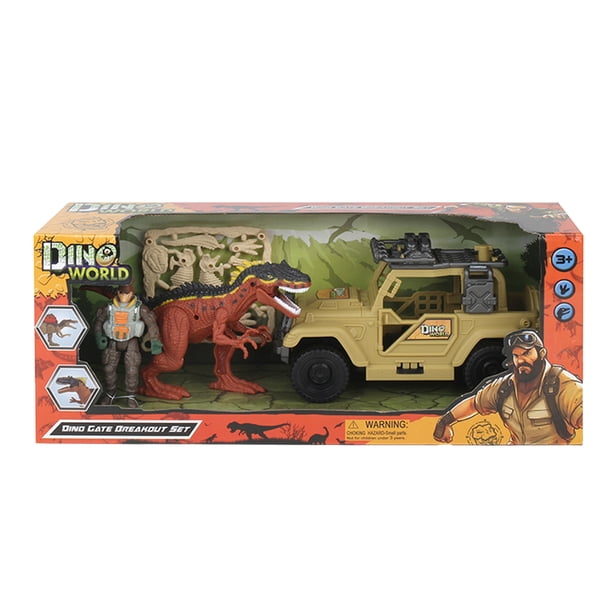 Juguete Set Dino World con Camioneta 4x4, Dinosaurio y Figura de Explorador