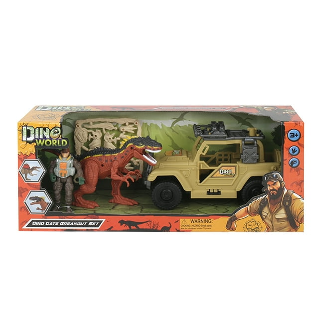 Juguete Set Dino World con Camioneta 4x4, Dinosaurio y Figura de Explorador