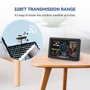 Newentor Weather Station with Solar Powered Outdoor Sensor, 6-in-1 Weather Station with Color Display for Temperature Humidity, Rain Gauge, Wind Speed, Weather Forecast (No Wifi)