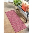 thumbnail image 4 of Unique Loom Outdoor Trellis Collection Area Rug - Tribal Trellis (2' x 6' 1" Runner Fuschia/Gray), 4 of 7
