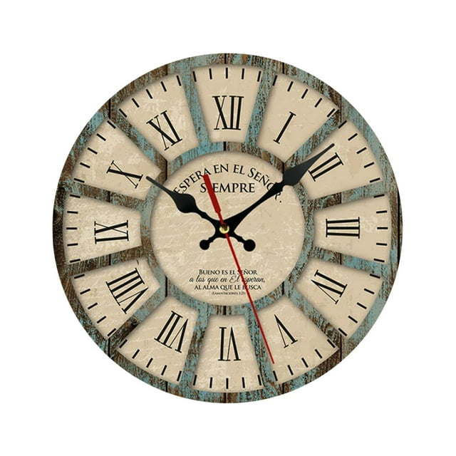 Agiferg European Style Creative Wooden Living Room Bedroom Decoration Round Wall Clock