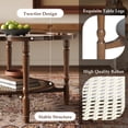 thumbnail image 6 of Euroco Mid-Century 31.5" Petal-Shaped Coffee Table with Crackle Glass Top and Rattan Shelf, 6 of 7