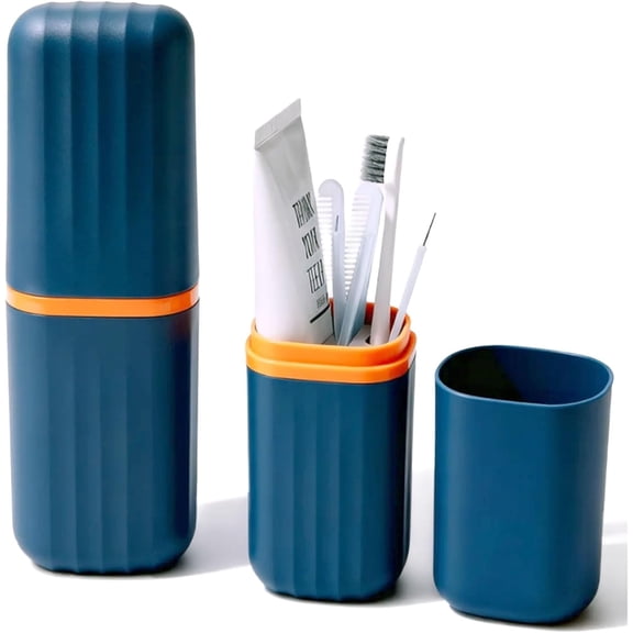 ABPETE Toothbrush Travel Case with Rinse Cup, Portable Toothbrush Holder with Dustproof Storage, 2-in-1 Travel Toothbrush Toothpaste Container for Camping, Hiking, School and Business Trips