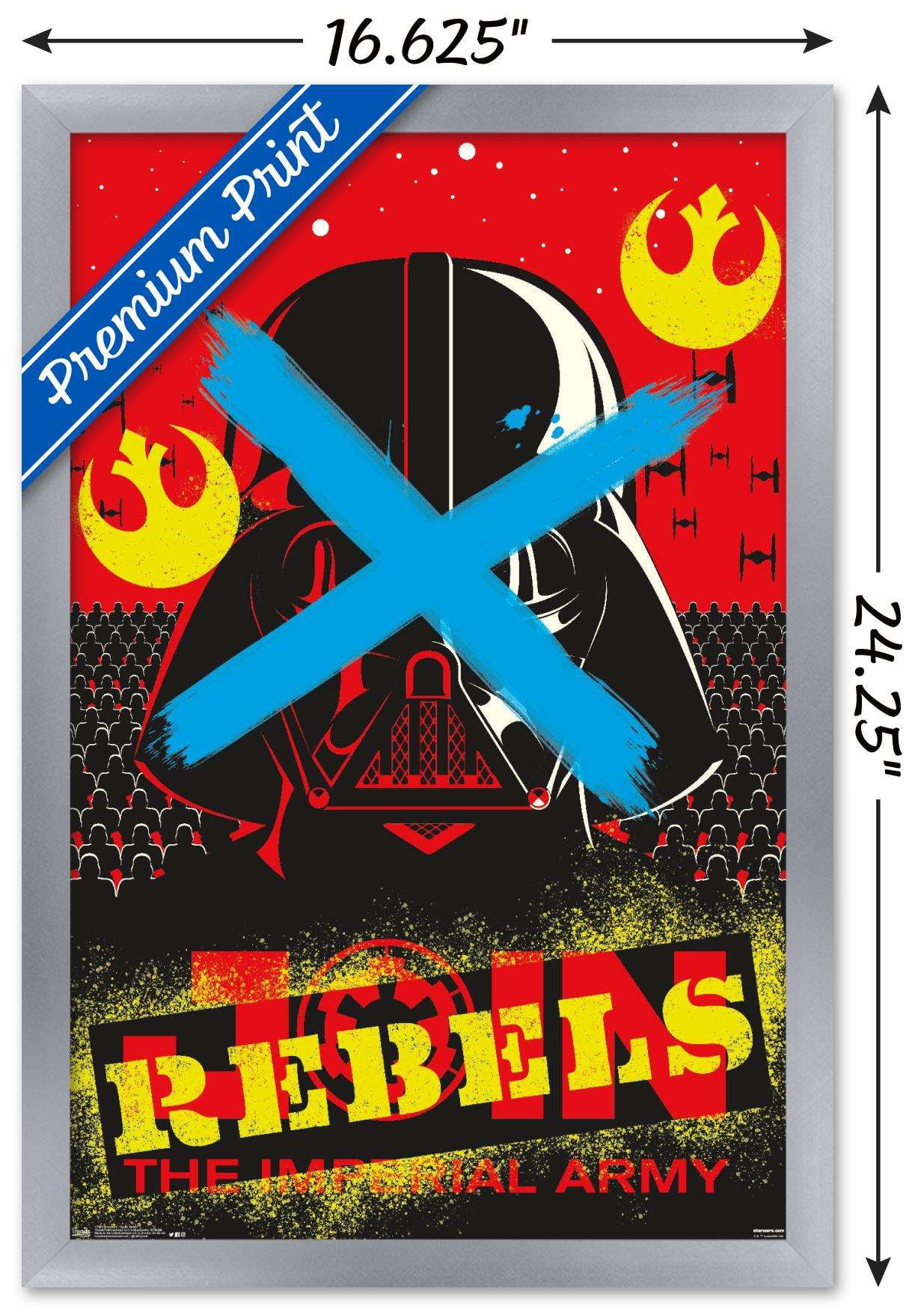 Star Wars: Saga - Vader Rebel Wall Poster, 14.725" x 22.375", Framed