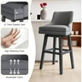 thumbnail image 6 of HomeZeer 26" Bar Stools Set of 2, Swivel Counter Height Bar Stools with Back, Upholstered Bar stools for Kitchen Island, Solid Wood Legs Bar Chairs with Footrest for Kitchen Dining Room, Gray, 6 of 7