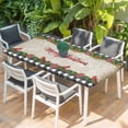 thumbnail image 2 of Grey Plaid Christmas Table Cloths for 4 Foot Rectangle Tables, Xmas Snowflake Botanical Poinsettia Patio Waterproof Elastic Fitted Tablecloths, Washable Rectangular Table Cover for Camping, 2 of 8