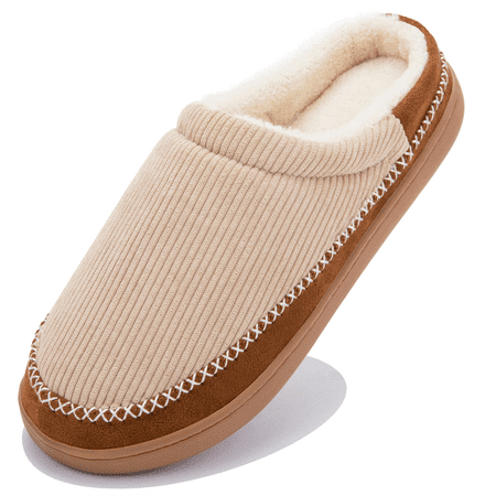 

NeedBo Men s Slippers Memory Foam House Slippers for Men Indoor Outdoor Soft Wool-Like Lining House Shoes Size 13-14 Brown