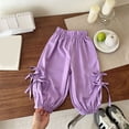 thumbnail image 2 of Gubotare Girl Dress Pants Toddler Pull Up Loose Girls Pants Elastic Waist Long Pants 3T 4T (Purple,3-4 Years), 2 of 8