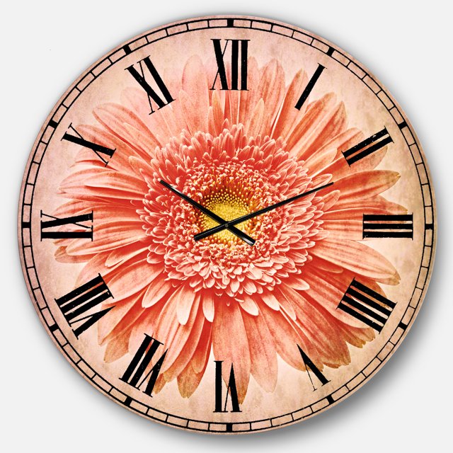 Designart Horloge Murale de Ferme 'fleur Unique sur Fond Blanc'