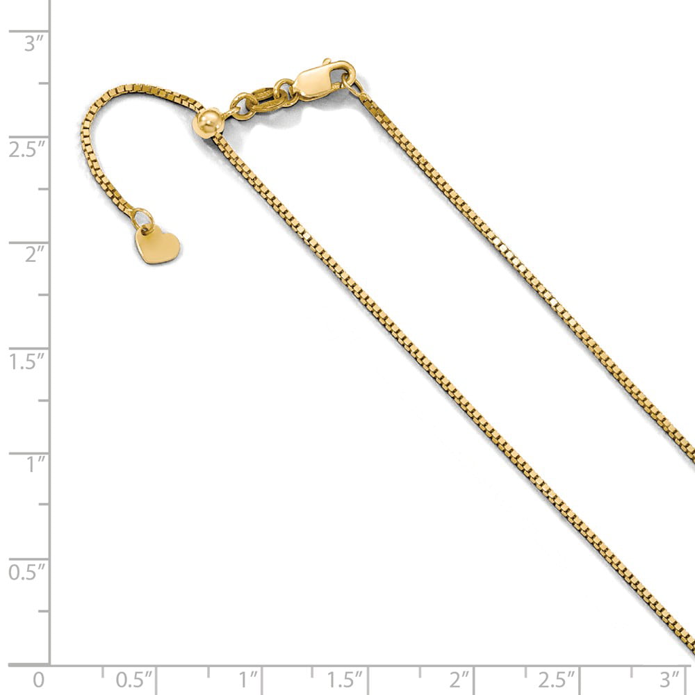 Solid 14k Yellow Gold .7mm Box Chain Necklace with Secure Lobster Lock Clasp 