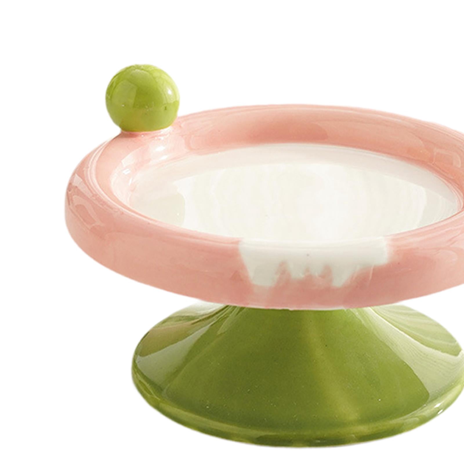 Serenable Ceramic Raised Cat Bowl Elevated Food Water Bowl small red green