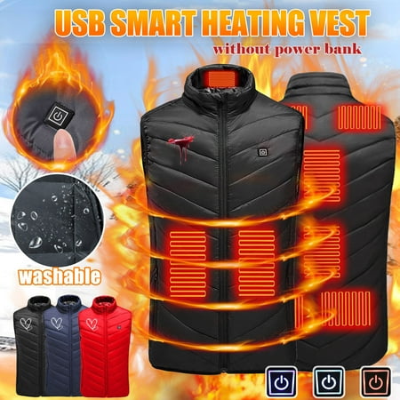 QATAINLAV Sales Today ClearanceHeated Vest for Men Women Unisex Electric Heated Coat without Power Bank USB Rechargeable Washable Heated Jacket Outdoor Fishing Hunting Waistcoat Hiking Vest Red 3XL