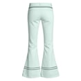 thumbnail image 4 of Girls Uniform Pants Size 10 Flare Pants Side Thin Stripe Flare Pants, High Waist Stretch Retro Bell Bottom Casual Bootcut Trousers Back To School Clothes Light Blue, 4 of 5