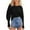 Black, variant on UVEASISHA Womens Waffle Knit Tops Side Split Button Up Long Sleeve Casual T Shirt Trendy Solid Crew Neck Sweaters Black L