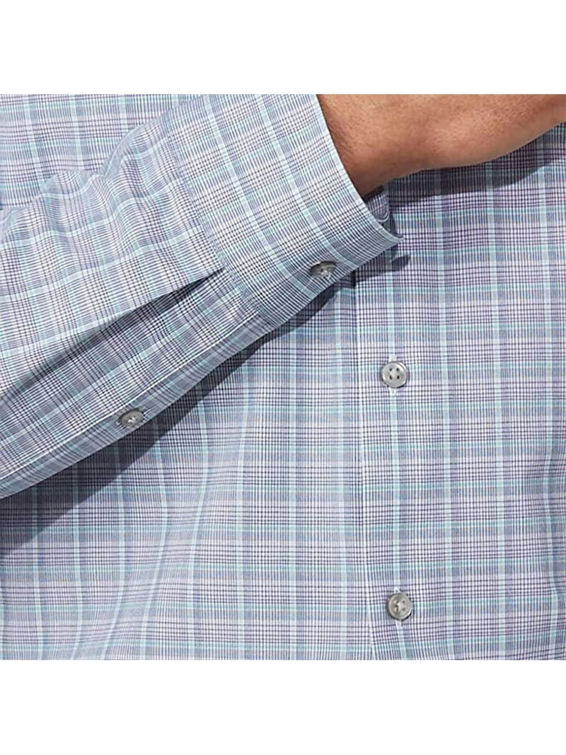 Calvin Klein Mens Slim Fit 4-Way Stretch Dress Shirt (Grey/Green Plaid,  18-18 36/37 - 2XL)