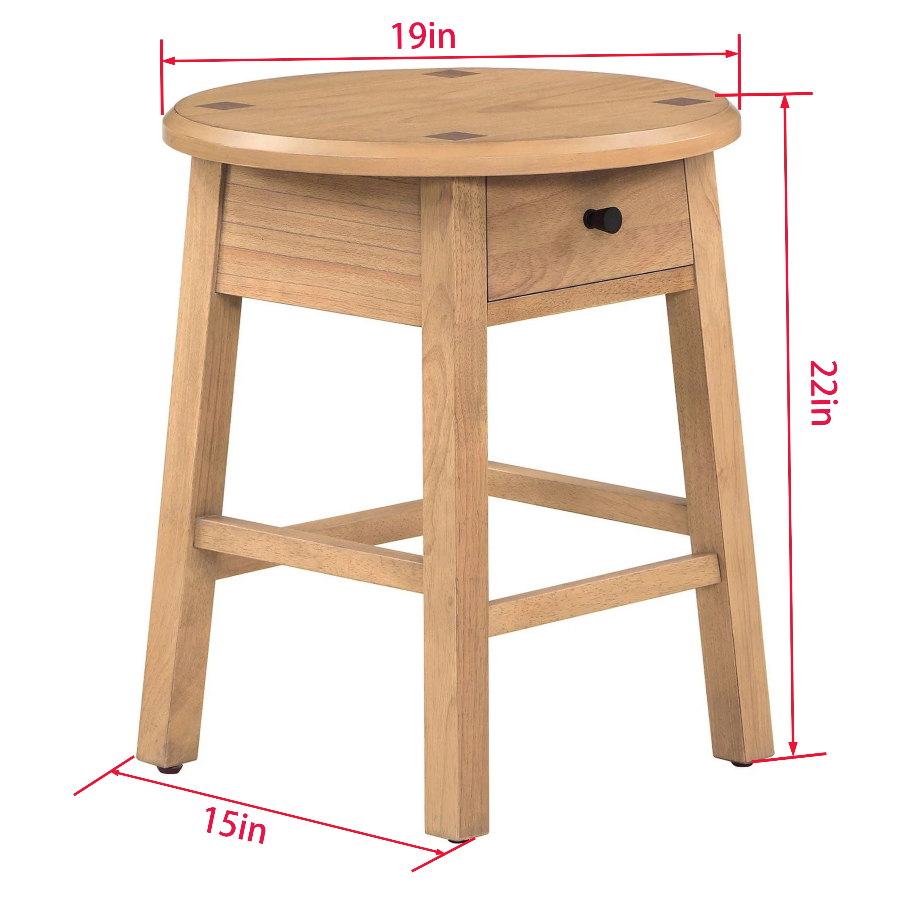 Leumius End Table Farmhouse Small Side Table with Drawer,Corner Table Drink Table for Living Room,Natural