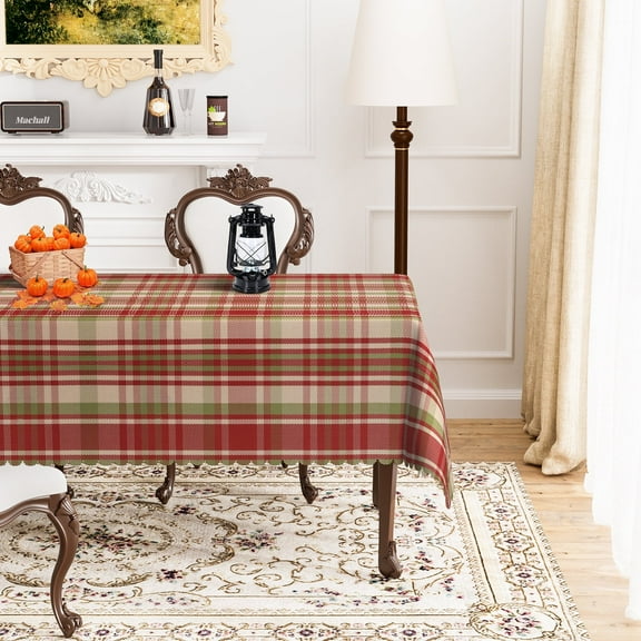 Pbobriich Fall Plaided Tablecloth Rectangle,Autumn Checkered Table Cloth for Kitchen Dinner Decor,60"x84"