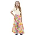 thumbnail image 5 of OGLCCG Girls Dress Short Sleeve Casual Holiday Modest Long Maxi Dress with Pockets Floral Printed Summer T-Shirt Dress for 4-14 Years, 5 of 6
