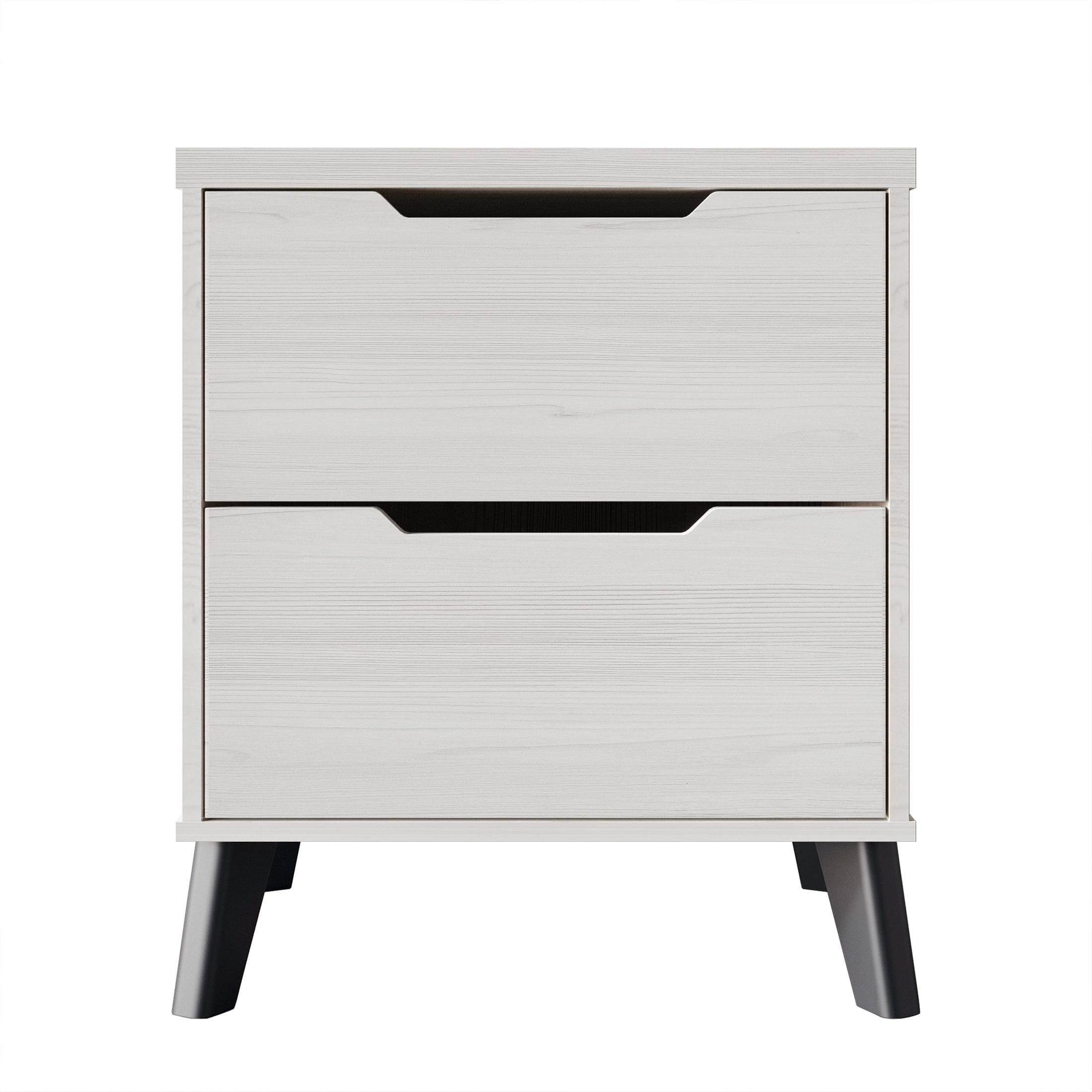 Castle Place Modern 2-Drawers Wooden Nightstand, Light Grey