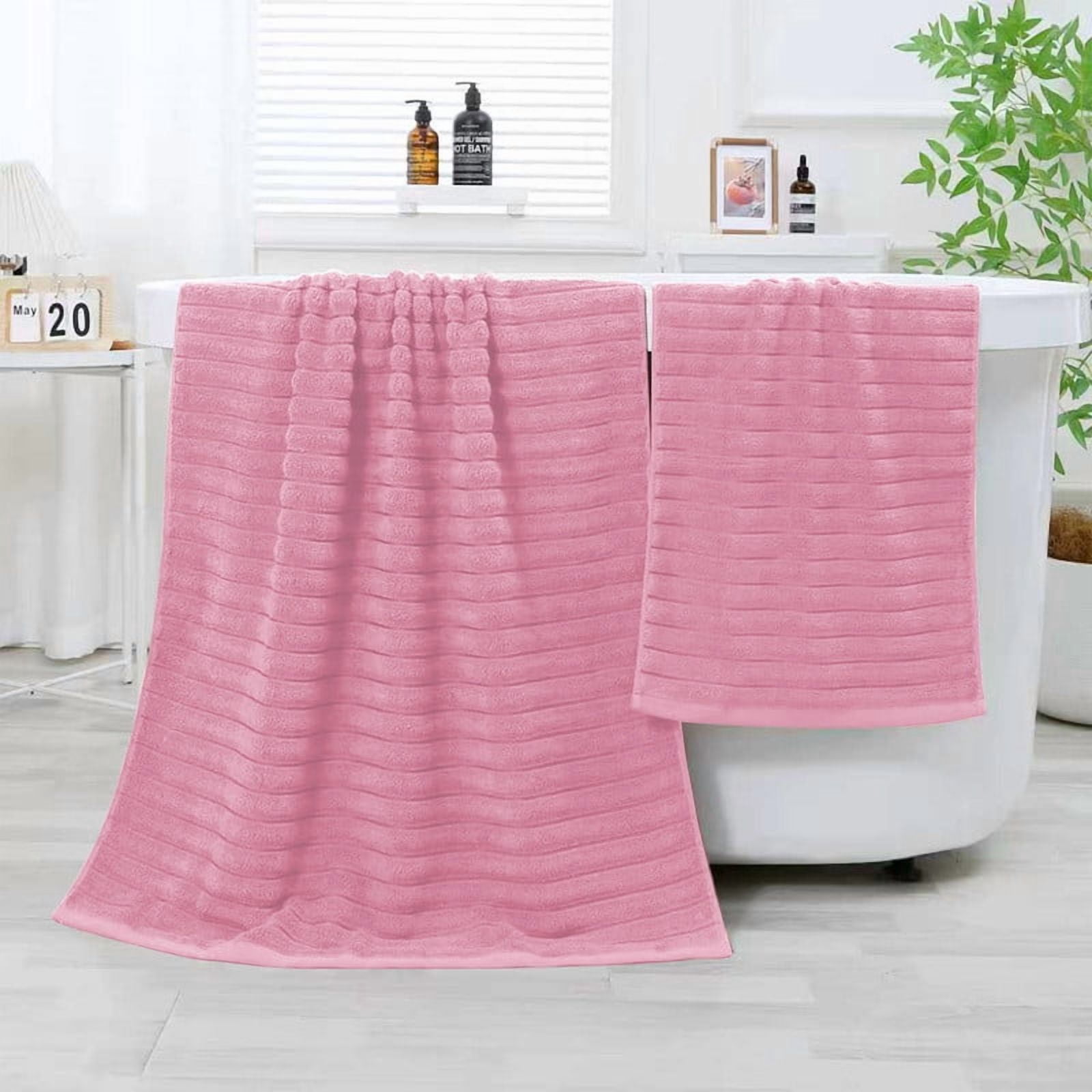 JML Pink Bath Towel Set of 8 Pieces - Cotton Blend Highly Absorbent Towels for Bathroom, 2 Soft Bath Towels, 2 Hand Towels, 4 Washcloths