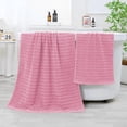 thumbnail image 4 of JML Pink Bath Towel Set of 8 Pieces - Cotton Blend Highly Absorbent Towels for Bathroom, 2 Soft Bath Towels, 2 Hand Towels, 4 Washcloths, 4 of 6