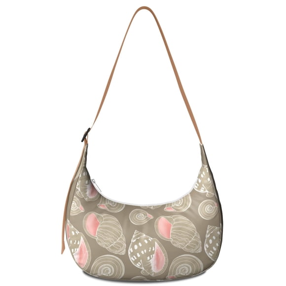 Sac à Bandoulière Réglable Boho avec Design en Spirale de Coquillage, Sac à Bandoulière Côtier de Poisson Corail Tropical Nautique, Sac de Voyage en Nylon Léger avec Fermeture Éclair Lisse