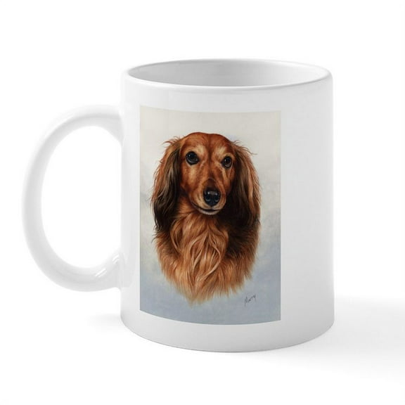 CafePress - Dachshund Red Longhair 1 Mug - 11 oz Ceramic Mug - Novelty Coffee Tea Cup