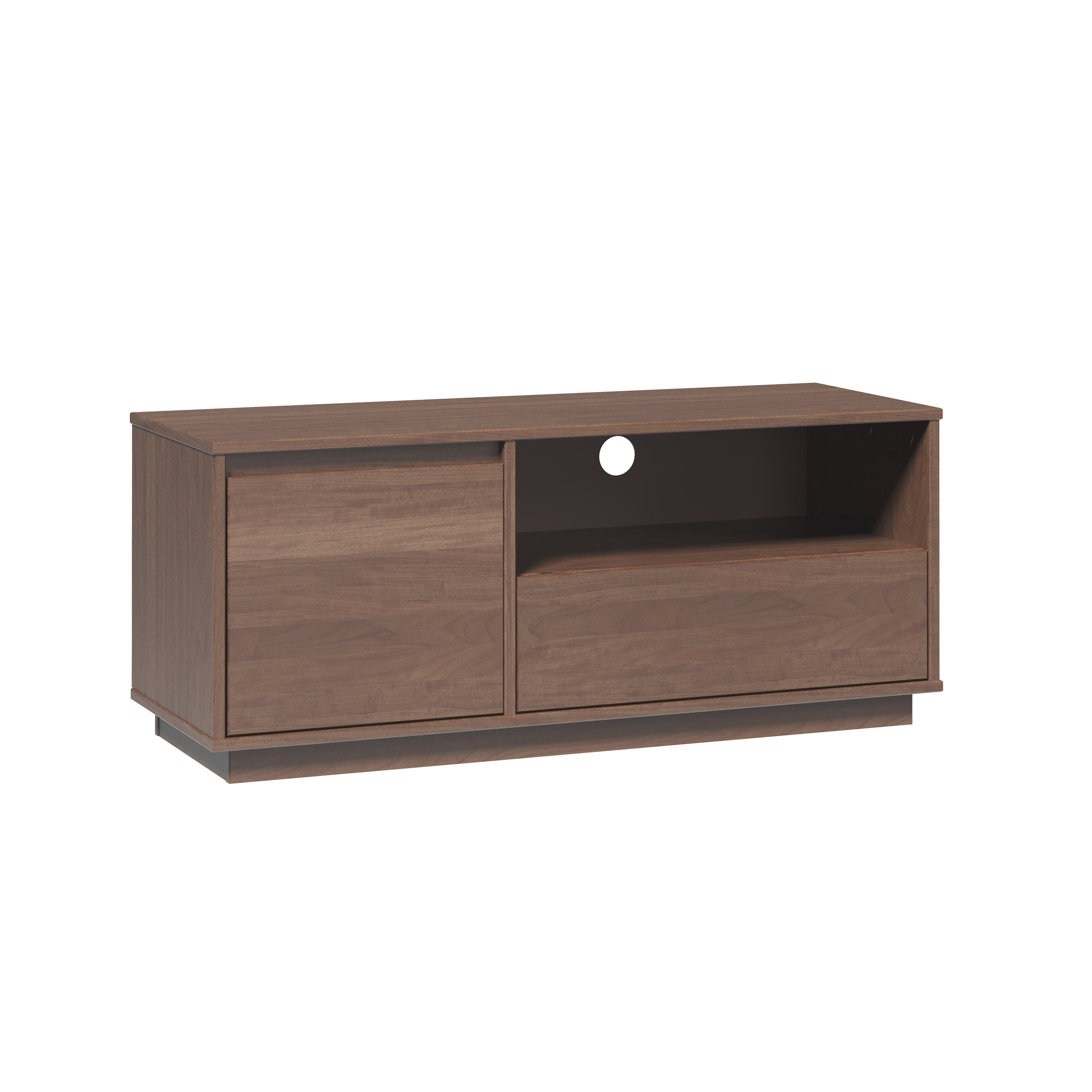 Linon Winston Single Drawer Mid-Century Television Stand with 2 Shelves, 43.5" L, Walnut