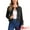 Black, variant on DARING DIVA Women's Button Down Collarless Cropped Denim Jacket S Blue