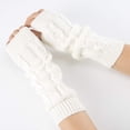 thumbnail image 4 of Kukuzhu Arm Warmers Y2K Grunge Rib Knit Arm Warmers Preppy Crochet Arm Sleeves Fingerless Gloves Emo Accessories, 4 of 6