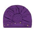 thumbnail image 5 of CUIYUAN Knotted Headwraps for Women Chemo Headwear Turban Soft Cancer Head Scarf Hats Beanie Elastic Hair Wraps Beanie Soft Sleep Caps Turban Hat for Women Head Wraps Purple, 5 of 5