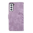 thumbnail image 6 of Allytech Wallet Flip Case for Samsung Galaxy S23 with Orchid Butterflies Embossed Pattern, Premium PU Leather Kickstand Magnetic Clasp Shockproof Case with Card Holder & Wrist Strap, Purple, 6 of 6