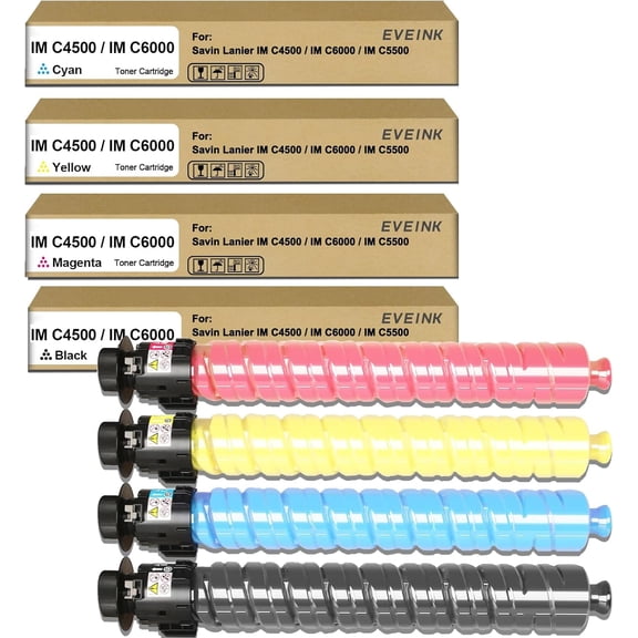 IM C4500 IM C6000 Toner Cartridge IMC4500 IMC6000 Toner Compatible with Ricoh IM C4500 IM C6000 Printer,Black Cyan Magenta Yellow