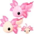 thumbnail image 2 of Juguete de peluche con forma de salamandra de ajolote, 2 piezas, rosa, 36 cm, 2 of 4