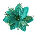 thumbnail image 2 of Poinsettia Flowers for Christmas Tree, 24 Pcs Glitter Christmas Flowers Artificial Poinsettia Flowers with Clips Stems Xmas Tree Ornaments for Christmas Party Wreath Decoration Green, 2 of 8