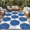 thumbnail image 2 of Dahlia Flower Outdoor Rug 4x6 Ft - Reversible Patio Rug Outdoor Camping Rugs, Farmhouse Botanical Blue Grey Floral Washable Indoor Outdoor Area Rugs, Non-Slip Outdoor Carpet Runner for Deck/Porch, 2 of 8