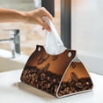 thumbnail image 6 of Uemuo Coffee Beans Pattern Tissue Box Cover Holder, Triangle with Bottom Belt - PVC Leather Decorative Organizer for Tabletop, Bathroom, Car, Office, 6 of 9