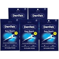 Dentek Complete Clean | Easy Reach Angled Floss Picks | No Break & No Shred Floss | Designed For Hard To Reach Molars | Y-Shaped Pick | 75 Count In Each (Pack Of 5)