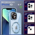 thumbnail image 2 of for iPhone 13 Case with Stand, [Compatible with MagSafe] [Built-in Camera Cover] Shockproof Plating Edges, Slim Thin Protective Magnetic Transparent Clear Phone Case for iPhone 13 - Blue, 2 of 16