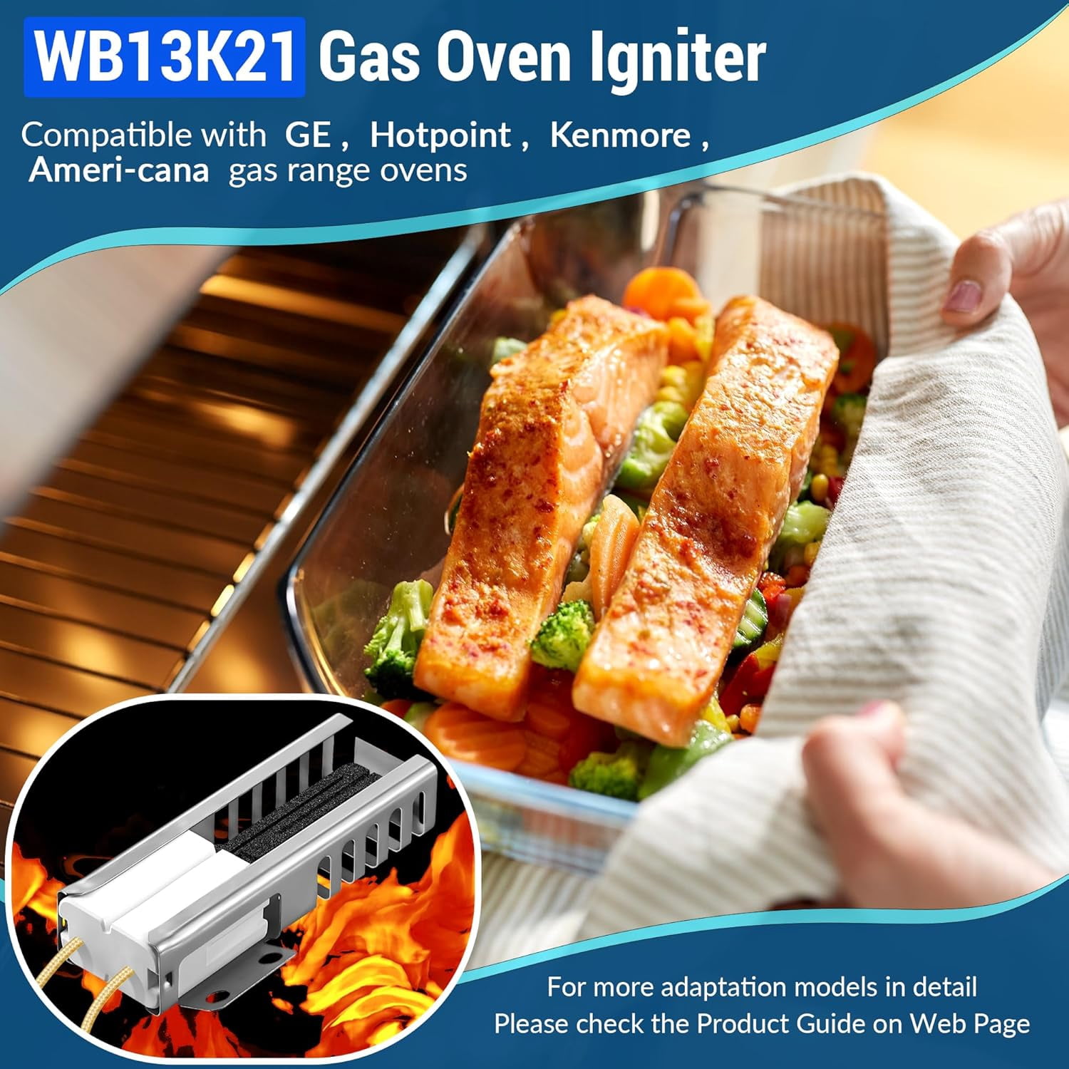 WB13K21 Oven Igniter Replacement for G-E Sam-sung Hot-point Ken-more Gas Range