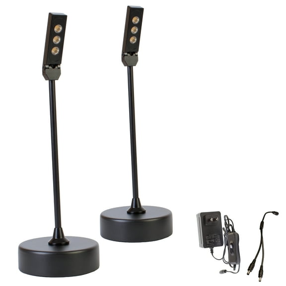 2pcs Jewelry Display Showcase LED Pole stem Light with Standing Base FY-62 Black 4000K 12" Height for Retail Store Trade Show Exhibit Museum
